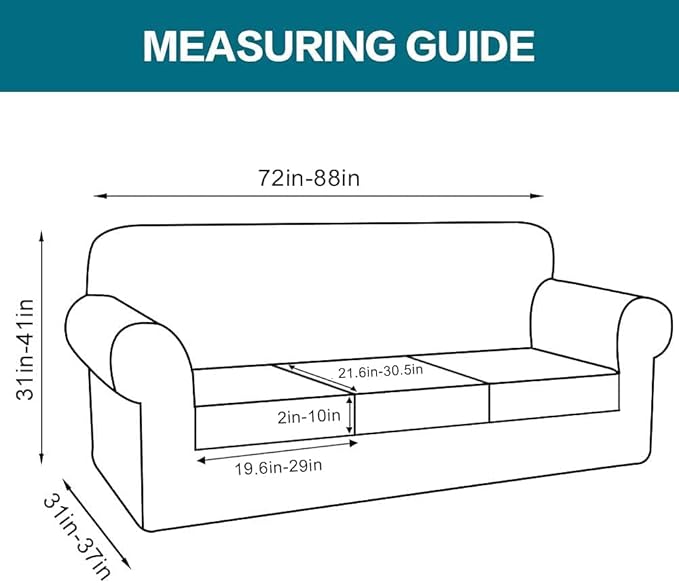 Turquoize 4 Piece Couch Covers for 3 Cushion Couch Sofa Pet Friendly Stretch Couch Cover for Dogs Washable Sofa Covers with Individual Couch Cushion Covers, Jacquard Fabric (3 Cushion Sofa, Taupe)