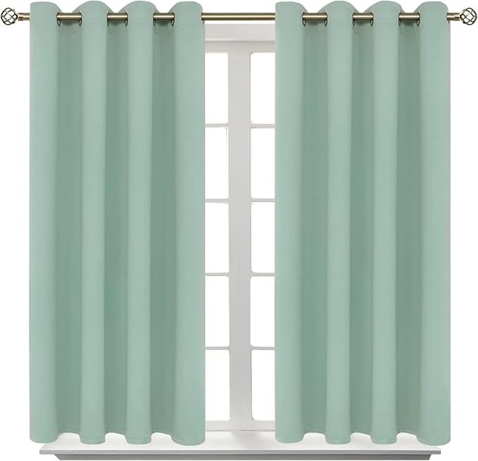 BGment Blackout Curtains - Grommet Thermal Insulated Room Darkening Bedroom and Living Room Curtains, Set of 2 Panels (52 x 54 Inch, Frosty Green)