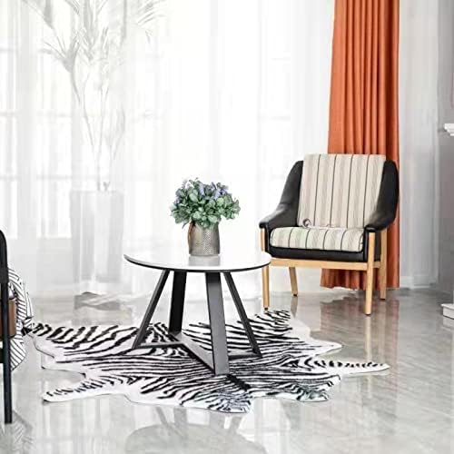 Large Zebra Print Area Rug Carpet Faux Cowhide Leather Animal Simulation Plush Mat Cute Soft for Home Decor Black and White 4.9'x6.6'