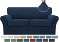 Turquoize 3 Piece Sofa Covers for 2 Cushion Couch Sofa Slipcover Soft Couch Cover for Dogs-Washable Sofa Furniture Covers with 2 Individual Cushion Covers, (2 Cushion Sofa, Navy)