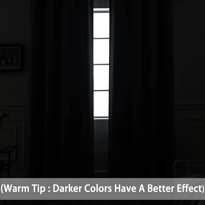 Yakamok 63 Inch Length Burgundy Red Blackout Curtains for Bedroom 63 Inch Length, Thermal Insulated Room Darkening Grommet Top Window Drapes for Living Room,42W x 63L,2 Panels