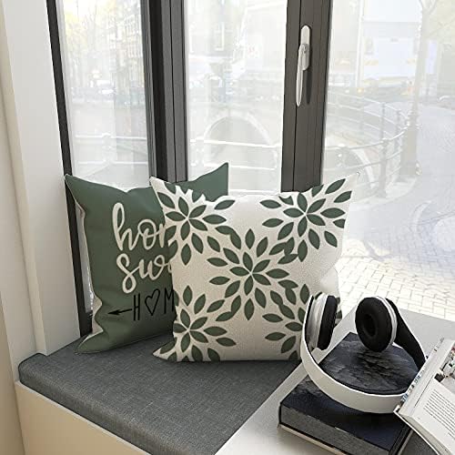 YCOLL Pillow Covers 20x20 Set of 4, Modern Sofa Throw Pillow Cover, Decorative Outdoor Linen Fabric Pillow Case for Couch Bed Car, Aqua Green