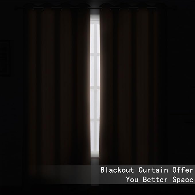 LEMOMO Blackout Curtains 66 x 72 Inch Long Cappuccino Curtains Set of 2 Panels Room Darkening Curtains for Bedroom and Living Room