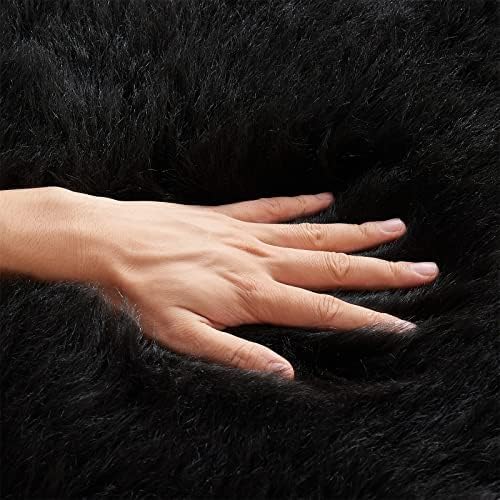 EasyJoy Ultra Soft Fluffy Shaggy Area Rug Faux Fur Rug Chair Cover Seat Pad Fuzzy Area Rug for Bedroom Floor Sofa Living Room (2 x 6 ft Sheepskin, Black)