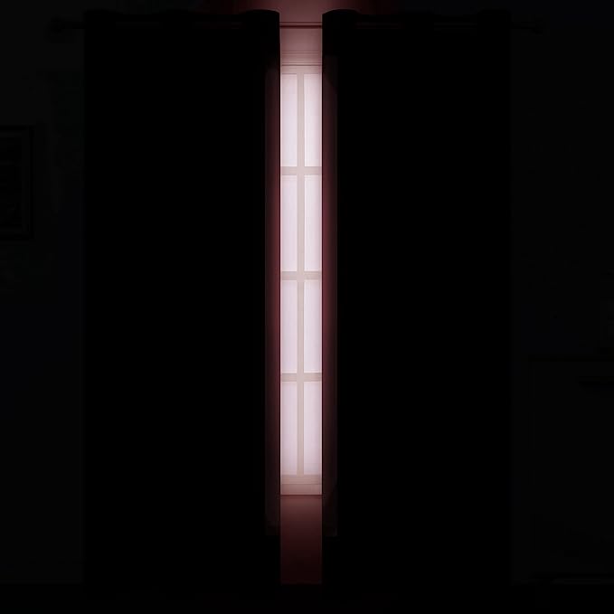 LEMOMO Red Thermal Blackout Curtains/42 x 95 Inch/Set of 2 Panels Room Darkening Curtains for Bedroom