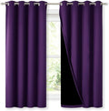 NICETOWN 100% Blackout Curtain Panels, Thermal Insulated Black Liner Curtains for Kitchen, Noise Reducing and Cold Blocking Drapes for Windows (Set of 2, Royal Purple, 52-inch Wide by 63-inch Long)