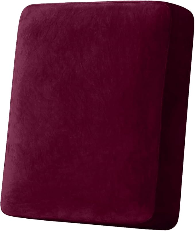 Couch Cover Stretch Velvet Sofa Cushion Cover 1-Piece - Elastic Washable Slipcover for Seat or Backrest, Couch Seat Covers for Sofas (Wine)