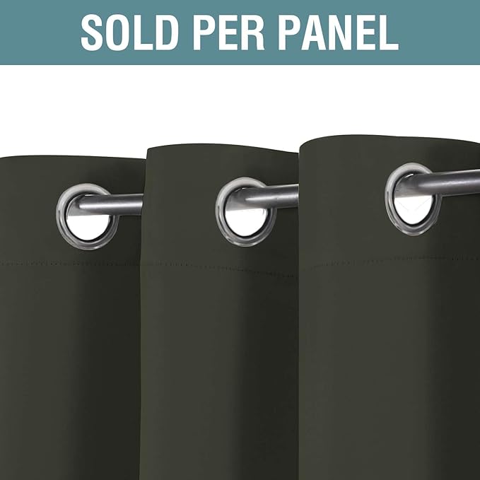 H.VERSAILTEX Blackout Curtain for Living Room Thermal Insulated Window Treatment Curtain Extra Long 108 inch Length Energy Saving Solid Grommet Top Blackout Drape, One Panel, Olive, 52" W x 108" L