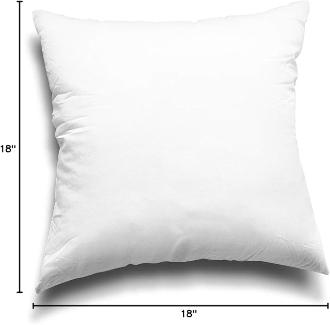 EDOW Throw Pillow Inserts, Set of 2 Lightweight Down Alternative Polyester Pillow, Couch Cushion, Sham Stuffer, Machine Washable. (White, 18x18)