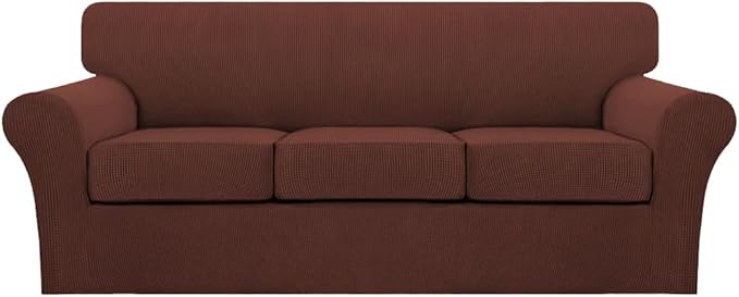 Turquoize 4 Piece Sofa Covers for 3 Cushion Couch Sofa Slipcover Soft Couch Cover for Dogs-Washable Sofa Furniture Cover with 3 Individual Cushion Covers (3 Cushion Sofa, Burnt Brick)