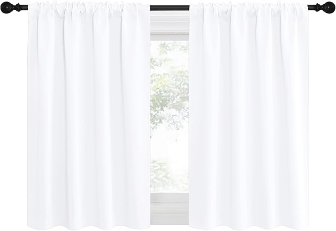 NICETOWN RV Curtains for Camper Windows, White Curtains for Kitchen Window, Home Decoration Light Filtering Curtains & Drapes for Small Window (29" Wide by 40inches Long, 1 Pair)