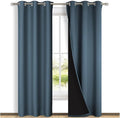 NICETOWN Smoky Blue Full Shade Curtain Panels, Pair of Thermal Insulated & Energy Efficiency Blackout Drapes for Living Room, Lined Silky Performance Window Dressing (37" Wide x 84" Long, Gray)