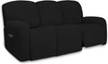 PureFit Super Stretch 3 Seats Recliner Chair Sofa Couch Cover with Pocket – Non Slip Soft Sofa Slipcover, Washable Spandex Reclining Furniture Protector for Kids, Pets (Recliner Sofa, Black)