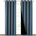 NICETOWN 100% Blackout Curtains 84 inches Long, Smoky Blue, 52 inches Wide, Pair of Energy Smart & Noise Blocking Out Drapes for Baby Room Window, Thermal Insulated Guest Room Lined Window Dressing