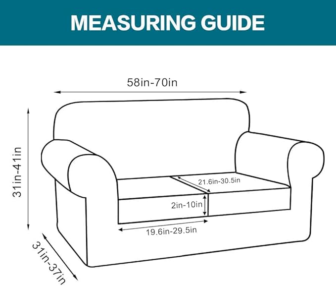 Turquoize 3 Piece Sofa Covers for 2 Cushion Couch Sofa Slipcover Soft Couch Cover for Dogs-Washable Sofa Furniture Covers with 2 Individual Cushion Covers, Jacquard Fabric (Loveseat, Island Fossi)