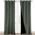 NICETOWN 100% Blackout Blinds, Set of 2, 46" x 102", Dark Mallard, Laundry Room Decor Window Treatment Curtains for Large Patio Sliding Door, Thermal Insulated Curtains for Bedroom