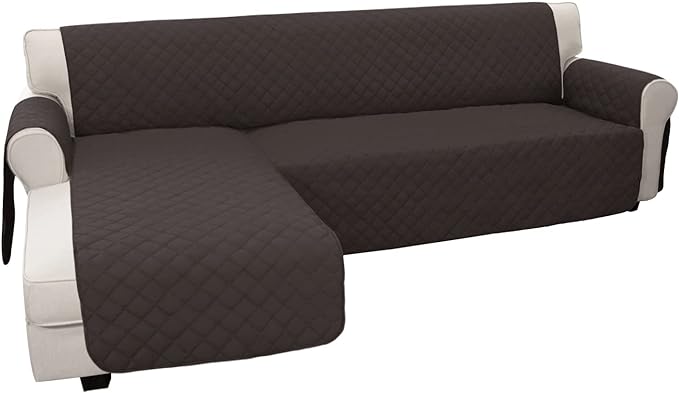 Easy-Going L Shape Sofa Slipcover - Reversible Sofa Cover for Pets & Furniture Protection (Large, Chocolate/Chocolate)
