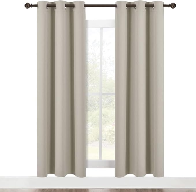 NICETOWN Modern Blackout Curtains Noise Reducing, Thermal Insulated and Privacy Room Darkening Drape Panels for Boy's Guest Room Door Window (Natural, 2 Panels, W42 x L72 -Inch)