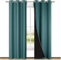 NICETOWN Sea Teal Full Shade Curtain Panels, Pair of Thermal Insulated & Energy Efficiency Blackout Drapes for Living Room Windows, Lined Silky Performance Window Dressing (37" Wide x 84" Long, Gray)