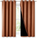 NICETOWN Extra Long Truly Blackout Drapes for Hall and Villa, 46" Width Each Panel, 45" Length, Burnt Orange, 2 Pieces, 100% Blackout Window Curtain Panels with Black Lined for Night Shift Worker