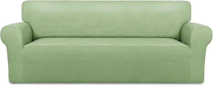 PureFit Super Stretch Sofa Slipcover – Spandex Non Slip Soft Couch Sofa Cover, Washable Furniture Protector with Non Skid Foam and Elastic Bottom for Kids, Pets （Oversized Sofa, Sage Green）