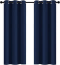 Yakamok 72 Inch Length Blackout Curtains for Bedroom, Thermal Insulated Room Darkening Grommet Top Window Drapes for Living Room,42W x 72L,Navy Blue,2 Panels