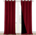 NICETOWN Full Shading Curtains 90 inches Long 2 Panels Set for Windows, Super Heavy-Duty Black Lined Blackout Curtains for Bedroom, Privacy Assured Window Treatment (Burgundy Red, 52 inches W)