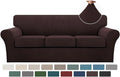 Turquoize 4 Piece Sofa Covers For 3 Cushion Couch Sofa Slipcover Soft Couch Cover For Dogs-Washable Sofa Furniture Covers With 3 Individual Cushion Covers Thick Jacquard Fabric (3 Cushion Sofa, Brown)