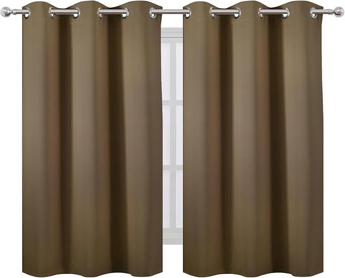 LEMOMO Brown Blackout Curtains 42 x 54 Inch Length Set of 2 Panels Grommet Bedroom Curtains for Living Room