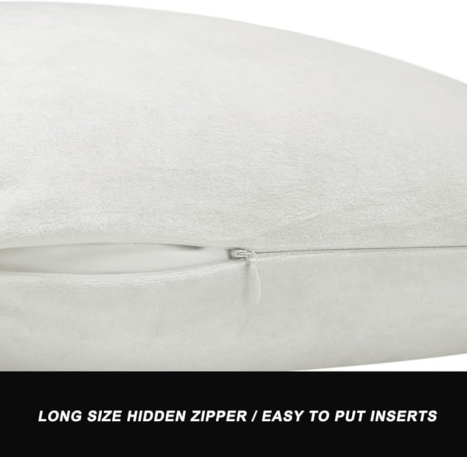 GIGIZAZA White Velvet Decorative Throw Pillow Covers for Sofa Bed 2 Pack Soft 20x20 Cushion Covers