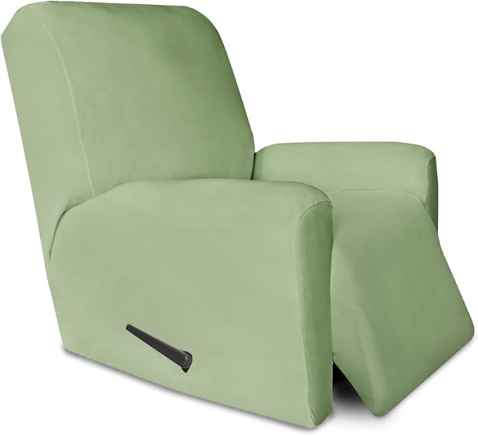 PureFit Super Stretch Recliner Cover Sofa Couch Cover with Pocket – Non Slip Soft Sofa Slipcover, Washable Spandex Reclining Furniture Protector for Kids, Pets (Recliner, Sage Green)