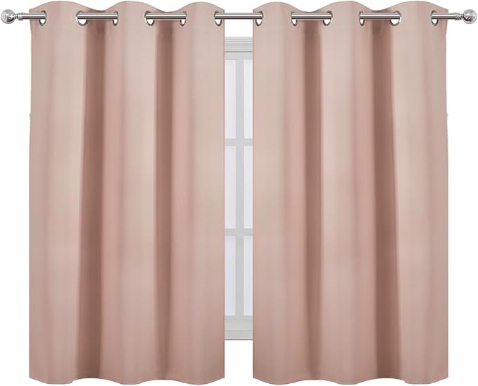 LEMOMO Blush Blackout Curtains/38 x 54 Inch/Set of Two Panels Grommet Living Room Curtains