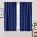 RYB HOME Blackout Curtains for Bedroom Living Room 63 inches Long, Thermal Insulated Privacy Rod Pocket Drapes for Nursery Office Home Theater, Width 42 by Length 63, Marine Blue, 2 Panels