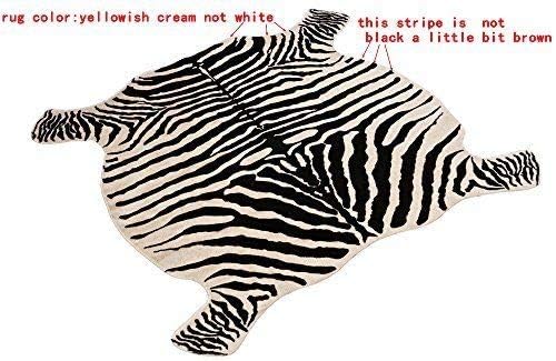 Zebra Rug Faux Zebra Print Area Rug Animal Hide Mat/Carpets for Living Room Yellowish Cream 4x4.6 Feet