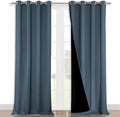 NICETOWN Full Shading Curtains for Windows, Smoky Blue, Pack of 2, 52 inches W x 95 inches L, Super Heavy-Duty Black Lined Blackout Curtains for Bedroom, Privacy Assured Window Treatment