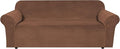 H.VERSAILTEX 1 Peice Stretch Velvet Sofa Covers for 3 Cushion Couch Covers Sofa Slipcovers Furniture Protector Soft, Crafted from Thick Comfy Rich Velour (Sofa 72"-90", Caramel)