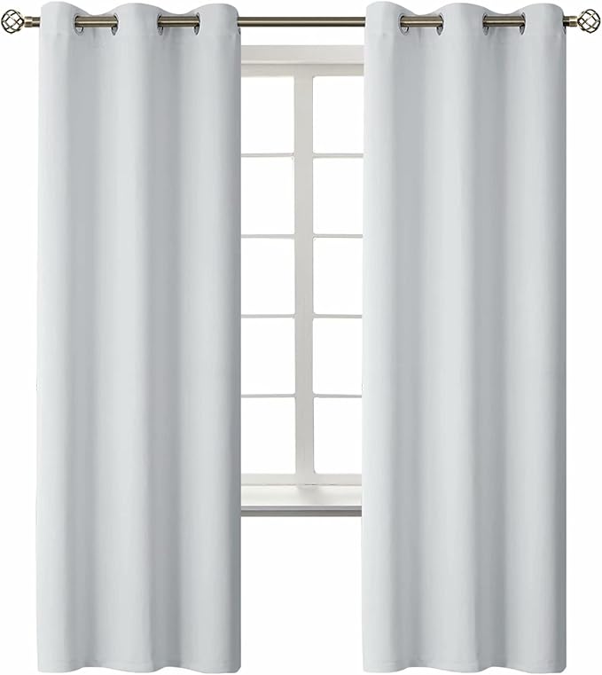 BGment Room Darkening Curtains 72 Inches Long - Grommet Thermal Insulated Drapes Window Treatment Curtains for Bedroom, 2 Panels, 42 x 72 Inch, Greyish White