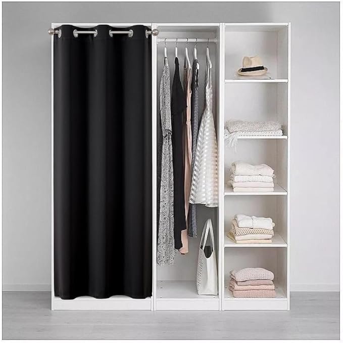 Joydeco Blackout Door Curtain for Doorway Privacy 78 Inches Long, Grommet Closet Curtain for Open Closet, Room Divider for Bedroom Living Room (Black, 40Wx78L, 1 Panel)