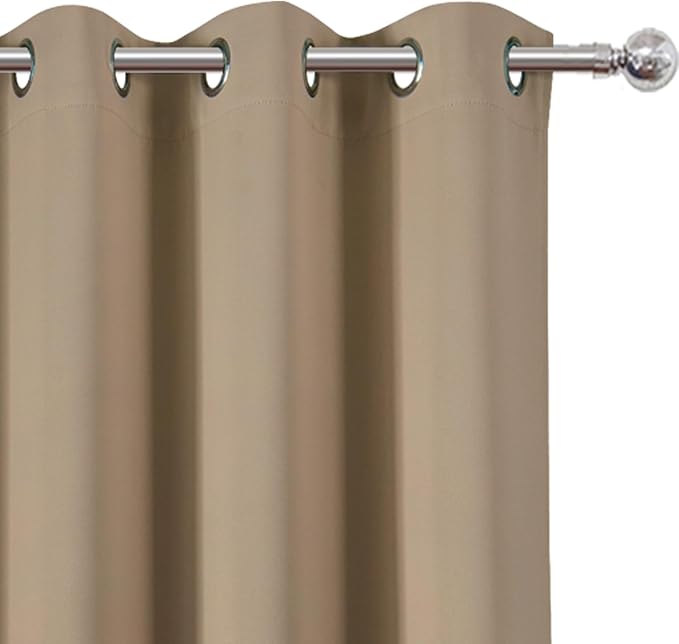 LEMOMO Natural Thermal Blackout Curtains/42 x 84 Inch/Set of 2 Panels Room Darkening Curtains for Bedroom