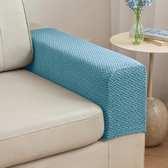 Soothing Home Sofa Covers, Sofa Hero Covers, Wear-Resistant Universal Couch Covers Washable Stretch Sectional Couch Cushion Covers (Light Blue,Arm Rest Covers 2pcs)