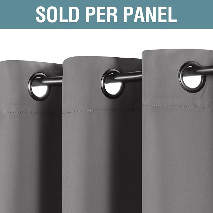 H.VERSAILTEX Blackout Curtain for Living Room Thermal Insulated Window Treatment Curtain Extra Long 108 inch Length Energy Saving Solid Grommet Top Blackout Drape, One Panel, Bluish Gray，52"W x 108"L