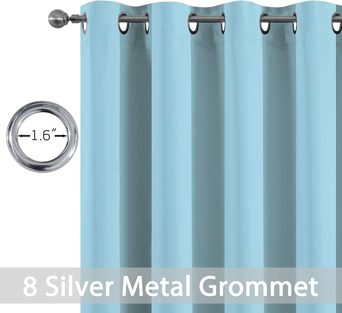 Yakamok Blackout Curtains for Bedroom,Grommet Thermal Insulated Room Darkening Curtains for Living Room, Set of 2 Panels (52 x 63Inch, Sky Blue)