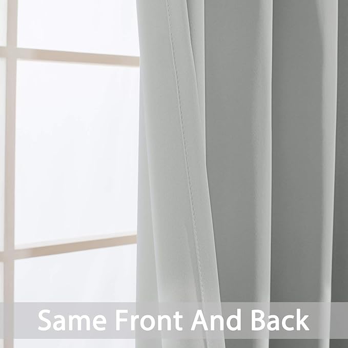 Yakamok Soft and Smooth Blackout Curtains for Bedroom - Grommet Thermal Insulated Room Darkening Curtains for Living Room, Set of 2 Panels (52 x 84Inch, Light Grey)
