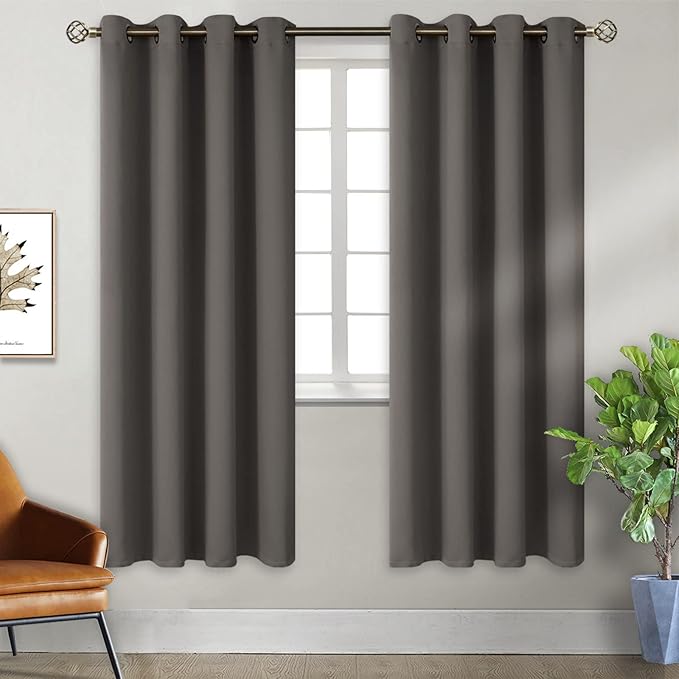 BGment Blackout Curtains for Bedroom - Grommet Thermal Insulated Room Darkening Curtains for Living Room, Set of 2 Panels, Each 46 x 72 Inch, Grey