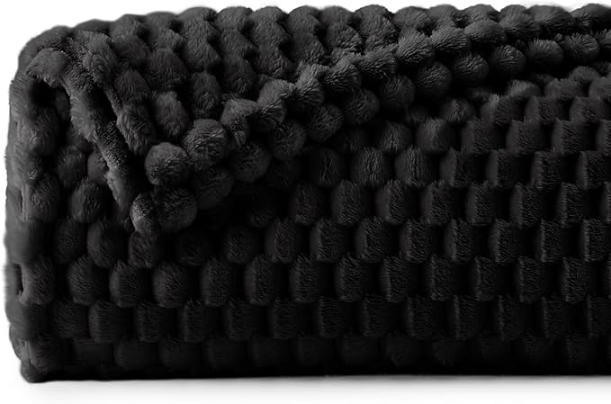 BEDELITE Fleece Throw Blanket for Couch & Bed - 3D Jacquard Decorative Black Blanket, Super Soft and Cozy Warm Fuzzy Blanket All Seasons Suitable, 50x60Inches