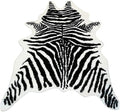 Zebra Print Rug Faux Animal Cowhide Skin Area Rug Leather Carpet Mat Large Size for Home Office Livingroom 7.9'x5.6'