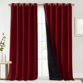 NICETOWN Total Shade Curtains and Draperies, Burgundy Red, Package of 2, 62 inches Wide x 95 inches, LongHeavy-Duty Full Light Shading Drapes with Black Liner Backing for Villa/Hall/Dorm Window