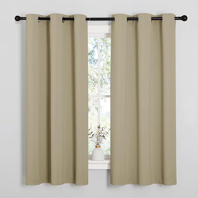 NICETOWN Thermal Insulated Grommet Room Darkening Curtains/Draperies/Panels for Bedroom (Cocoa Eggnog, 2 Panels, W42 x L63 inches)