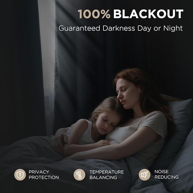 Joydeco Blackout Curtains for Bedroom - 63 Inch Long 100% Light Blocking 2 Panels Sky Blue Drapes, Thermal Insulated Room Darkening Curtains, Linen Textured for Living Room, Rod Pocket & Back Tabs