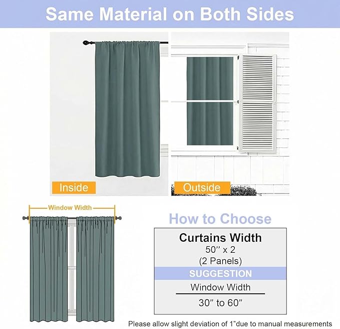 Simplebrand Ava Dark Green Blackout Curtains for Bedroom 90 Inches Long 2 Panels Set, Solid Privacy Energy Saving Living Room Window Treatment Curtains Blackout Drapes, W50 x L90 Inch, Dark Green